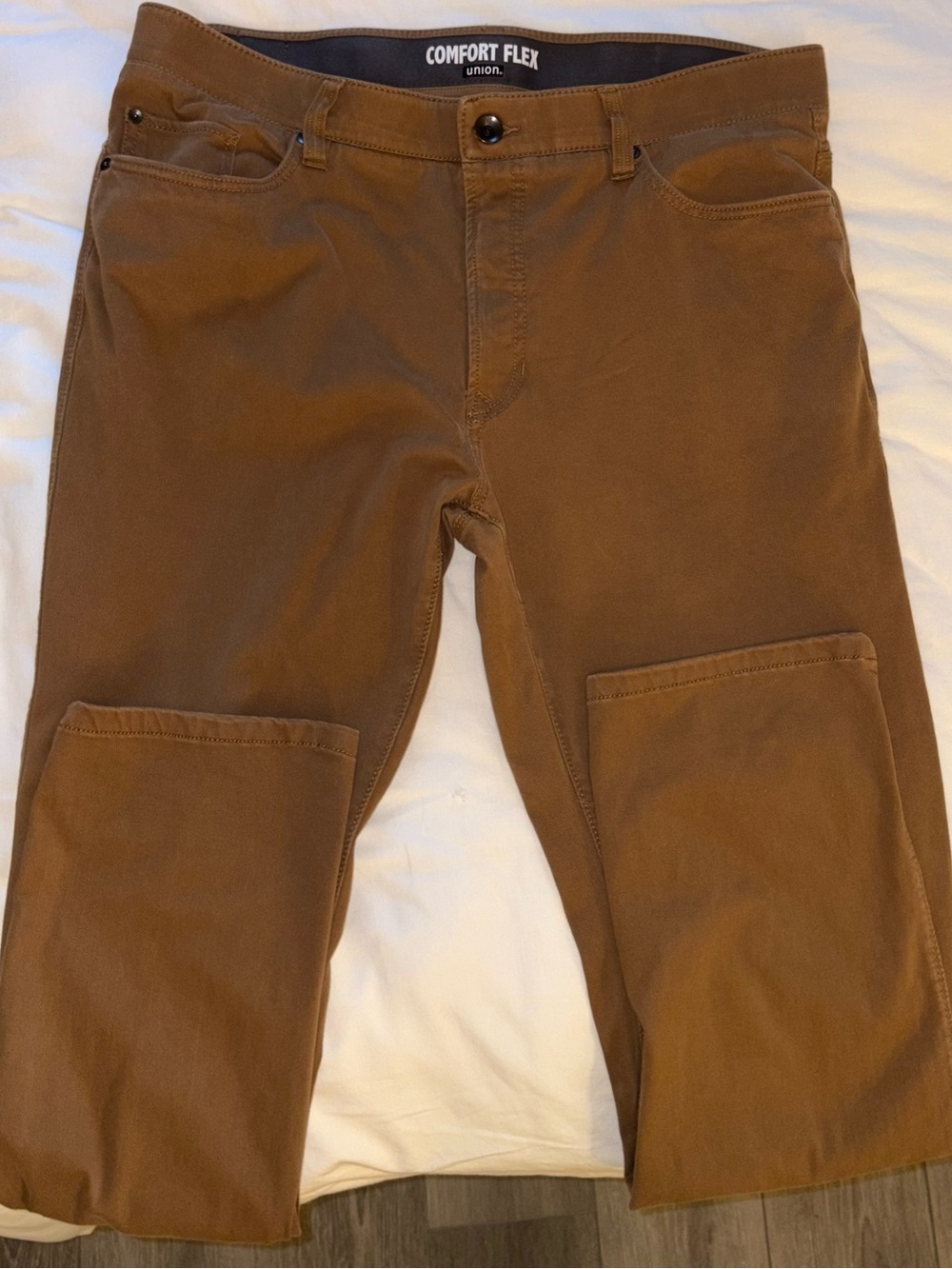 Comfort Flex Union Men's Tan Chinos with Knee Panels